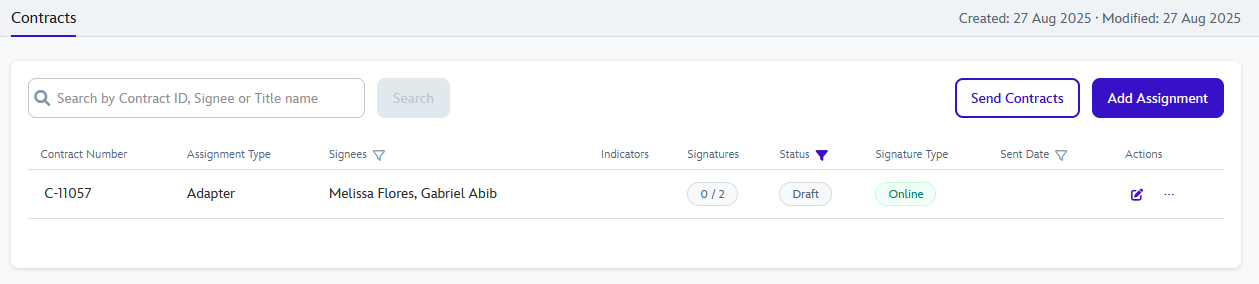 Contract Draft Staus