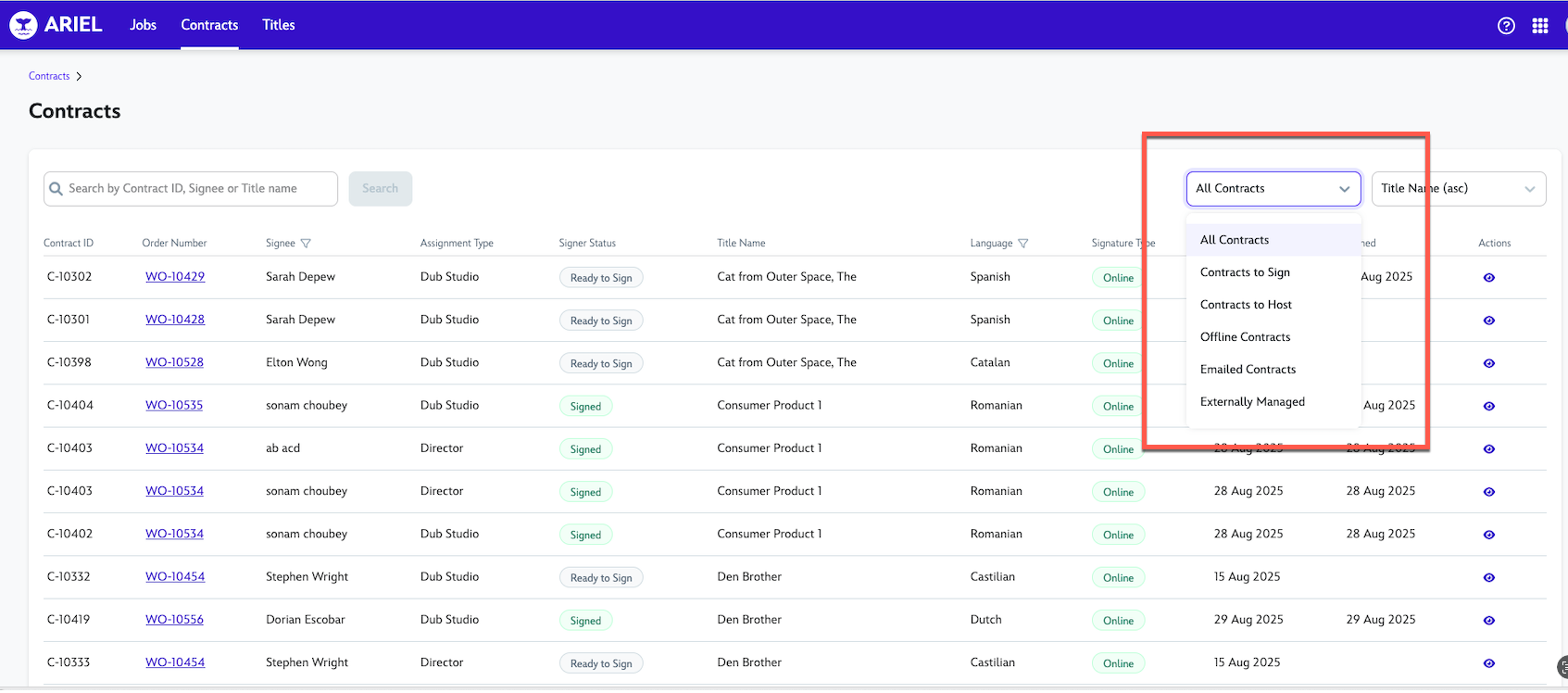Contract Filters Contract Filters