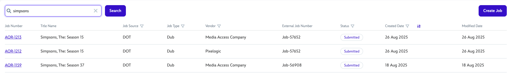 Jobs Main Page