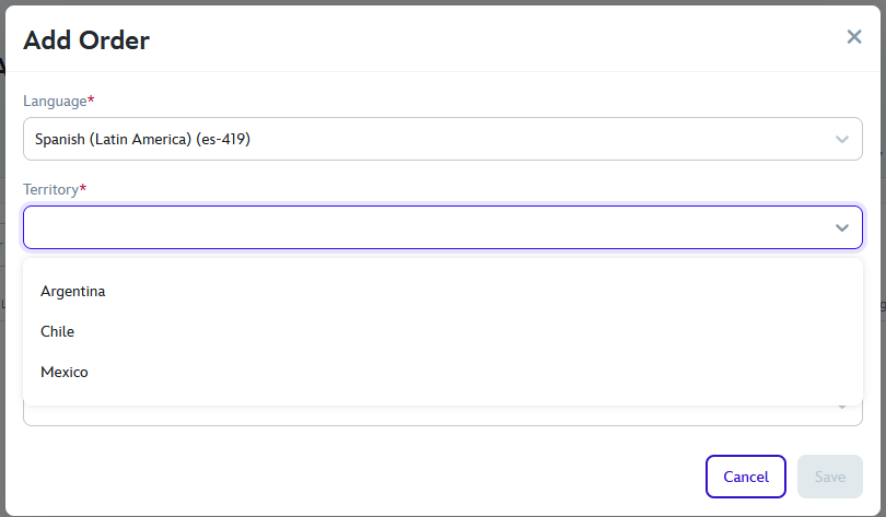 Territory Language Selection